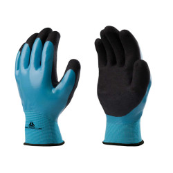Guanti Wet&Dry VV636BL - poliammide - palmo in nitrile - taglia 10 - blu/nero - Deltaplus