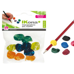 Impugnatura per matite - gomma - colori assortiti - IKona+ - conf. 10 pezzi