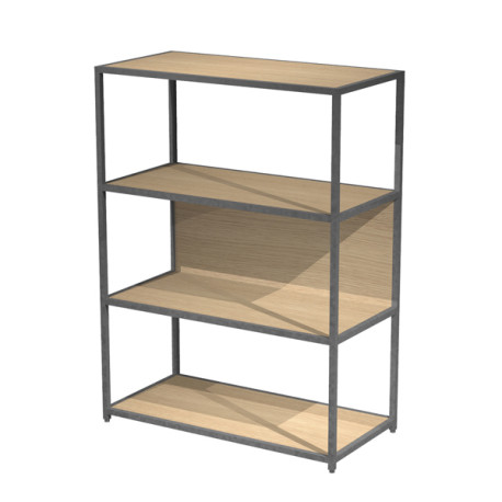 Libreria 4 ripiani Modular - 90 x 44 x 122 cm - struttura metal antracite - rovere