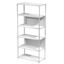 Libreria 6 ripiani Modular - 90 x 44 x 200 cm - struttura metal bianco - bianco