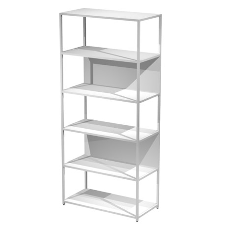 Libreria 6 ripiani Modular - 90 x 44 x 200 cm - struttura metal bianco - bianco