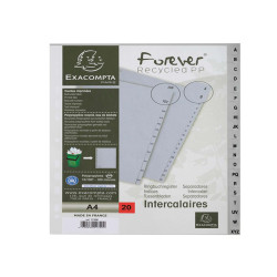 Intercalare alfabetico - PP riciclato - A4 - A-Z - grigio - Exacompta