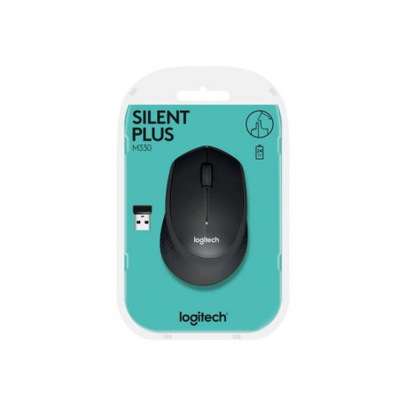 Logitech M330 SILENT PLUS - Mouse - 3 pulsanti - senza fili - 2.4 GHz - ricevitore wireless USB - ne