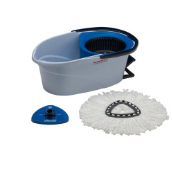 Kit completo UltraSpin Mini di pulizia - secchio con strizzatore ruotante + telaio + mop microfibra - Vileda