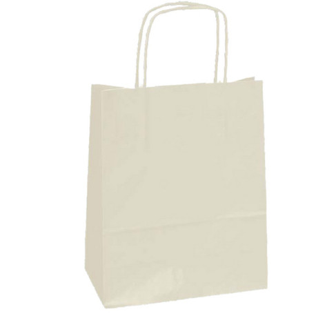 Shopper Twisted - maniglie cordino - 22 x 10 x 29 cm - carta kraft - avorio - Mainetti Bags - conf. 25 sacchetti