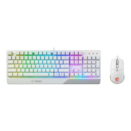 MSI Vigor GK30 combo - Set mouse e tastiera - retroilluminato - USB - QWERTY - italiana - bianco