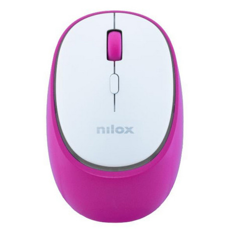 Nilox NXMDWS104, Ambidestro, Ottico, RF senza fili + Bluetooth, 1600 DPI, Rosa, Bianco