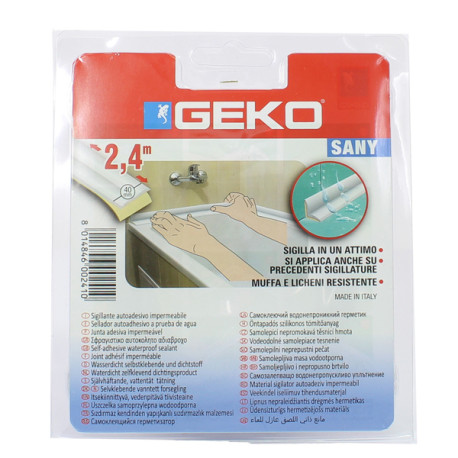 Sigillante adesivo SANY - per doccia e lavabi - 4 cm x 2,4 m - PIB - bianco - Geko