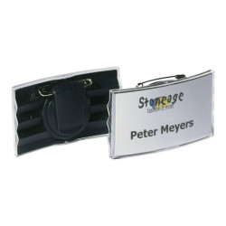 DURABLE - Badge per il nome - per 40 x 75 mm - clip, spilla - carbone (pacchetto di 25)