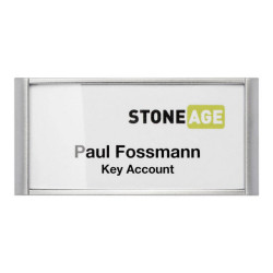 DURABLE CLASSIC - Porta badge - per 34 x 74 mm - clip, spilla - argento (pacchetto di 10)