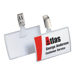 DURABLE CLICK FOLD - Badge per il nome - per 54 x 90 mm - clip - trasparente (pacchetto di 25)