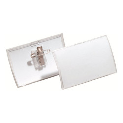 DURABLE CLICK FOLD - Badge per il nome - per 54 x 90 mm - clip, spilla - trasparente (pacchetto di 25)