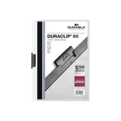 DURABLE DURACLIP 60 - Cartelletta archiviazione documenti - per A4 - capacità 60 fogli - bianco con copertina anteriore traspar