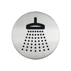 DURABLE PICTO - Pittogramma - doccia - rotondo - 83 mm (diametro) - autoadesivo - acciaio inox spazzolato - argento metallizzat