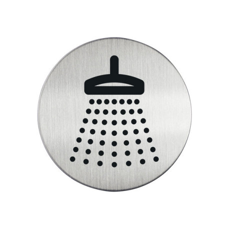 DURABLE PICTO - Pittogramma - doccia - rotondo - 83 mm (diametro) - autoadesivo - acciaio inox spazzolato - argento metallizzat