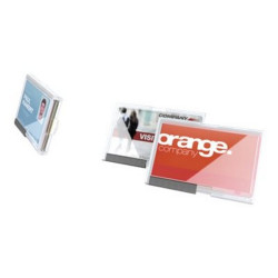 DURABLE PUSHBOX DUO - Porta badge - per 54 x 87 mm - fronte e retro - trasparente (pacchetto di 10)