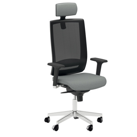 Poltrona semidirezionale Kind KIPGN - con braccioli regolabili e poggiatesta - grigio chiaro - Unisi