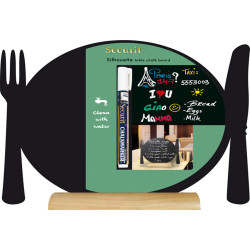 Lavagna da tavolo Silhouette - 24 x 25 cm - forma piatto - nero - Securit