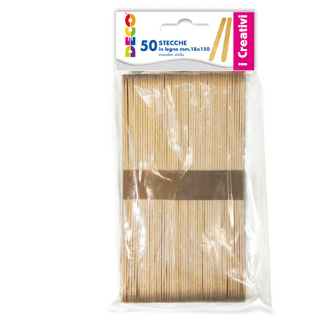 Stecca in legno - 18 x 150 mm - DECO - conf. 50 pezzi