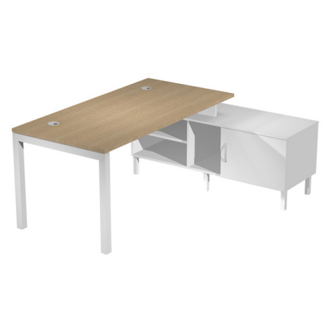 Scrivania Agorà - con mobile di servizio portante - 205 x 140 x L 72,5 cm - rovere