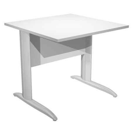 Scrivania Easy fianchi verniciati effetto cromato - lineare - 80x80x72 cm - bianco - Artexport