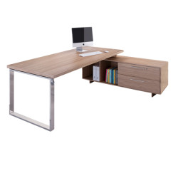 Scrivania Manager Prestige Metal - 180x90x74 cm - con mobile servizio reversibile - ciliegio arabis