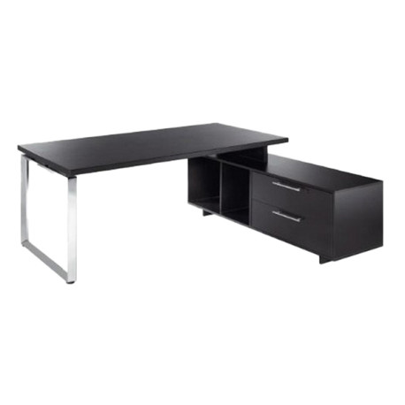 Scrivania Manager Prestige Metal - 210x90x74 cm - con mobile servizio reversibile - nero venato - Ar