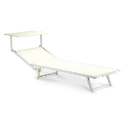 Lettino con copertura Ibiza - 36 x 186 x 59 cm - alluminio/texilene - beige - Garden Friend