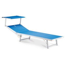 Lettino con copertura Ibiza - 36 x 186 x 59 cm - alluminio/texilene - blu - Garden Friend