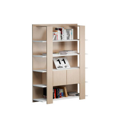Libreria alta Concept - 5 ripiani - 100 x 38,6 x 198 cm - bianco/rovere