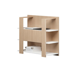 Libreria bassa Concept - 3 ripiani - 100x38,6x124 cm - bianco/rovere