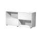 Libreria bassa Tetris a 2 ripiani ante scorrevoli - 120x35x79 cm - bianco/bianco
