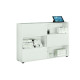 Libreria bassa Tetris a 3 ripiani ante scorrevoli - 120x35x116 cm - Bianco/bianco
