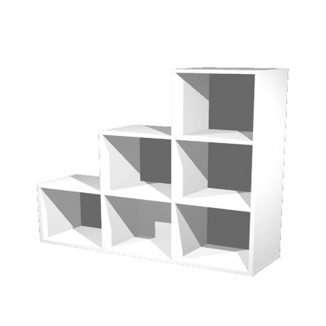 Libreria casellario Rainbow - 6 caselle a scalare - 104,1x29,2x103,9 cm - bianco