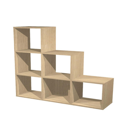 Libreria casellario Rainbow - 6 caselle a scalare - 104,1x29,2x103,9 cm - rovere