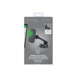 Celly Ghost MAGNETIC - Supporto per auto/caricabatterie per telefono cellulare, lettore digitale, navigatore - nero