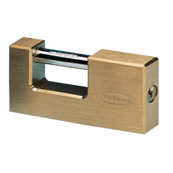 Lucchetto corazzato per saracinesca - ottone massiccio - 7,7 x 5 x 1,6 cm - oro - Metalplus