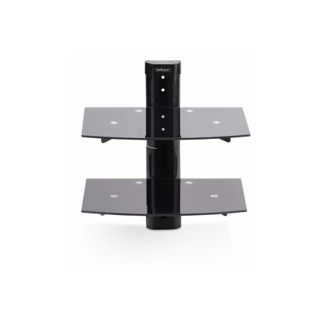 StarTech.com Dual Floating Wall-Mounted AV Shelves, Adjustable Height Shelf For Under TV, Organize A/V Equipment On Black Tempe