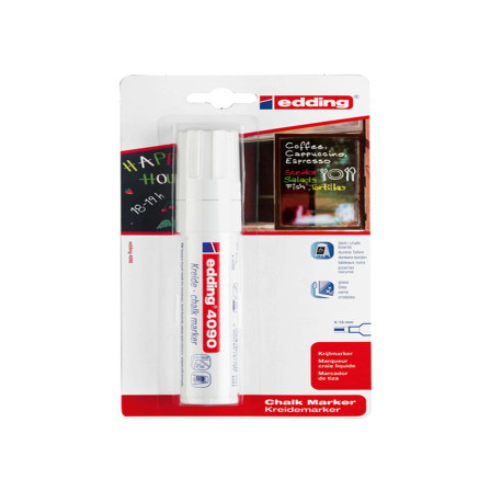 Marcatore a gesso liquido 4090 - punta scalpello - da 4 a 15mm - bianco - Edding
