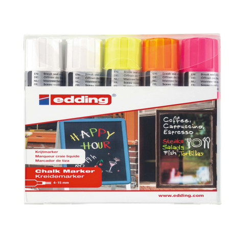 Marcatore a gesso liquido 4090 - punta scalpello - da 4 a 15mm - Edding - astuccio 5 pezzi