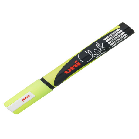 Marcatore a gesso liquido Uni Chalk Marker - punta tonda da 1,80-2,50mm - giallo fluo - Uni Mitsubishi