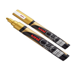 Marcatore a gesso liquido Uni Chalk Marker - punta tonda da 1,80-2,50mm - oro - Uni Mitsubishi