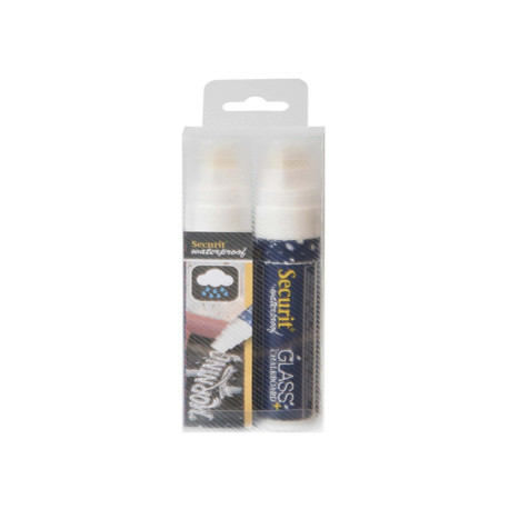 Marcatore a gesso liquido waterproof - punta fine 7,00 - 15,00 mm - bianco - Securit - conf. 2 pezzi