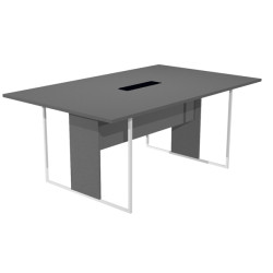 Tavolo riunione Essence - 180 x 110 cm - Antracite - Gamba bianca - Top nero