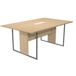 Tavolo riunione Essence - 180 x 110 cm - Rovere - Gamba antracite - Top bianco
