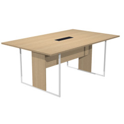 Tavolo riunione Essence - 180 x 110 cm - Rovere - Gamba bianca - Top nero