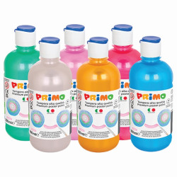 Tempera brillante perlata - 500ml - colori perlati assortiti - Primo - box 6 colori
