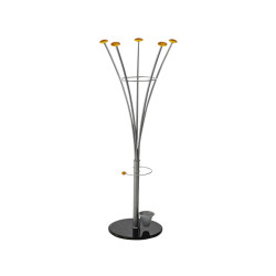 Appendiabiti - con portaombrelli - 5 pomelli - 188 x 38 cm - argento - Alco