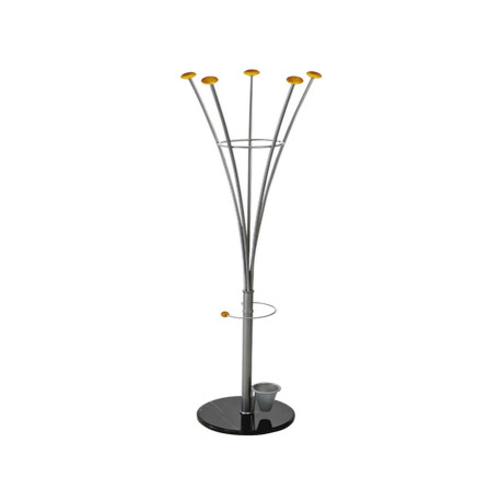 Appendiabiti - con portaombrelli - 5 pomelli - 188 x 38 cm - argento - Alco