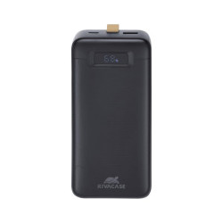 Rivacase Battery Bank con LCD 30.000 mAh PD 65W per Laptop Nera